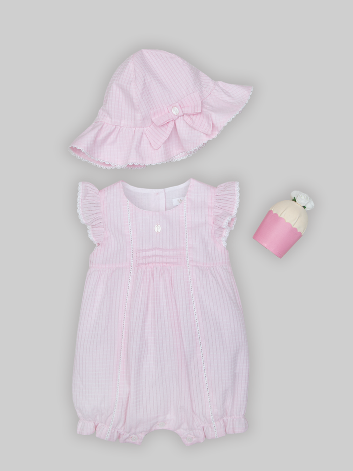 Pink Textured Cotton Romper