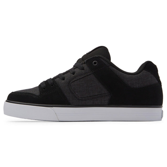 DC Footwear Pure skate shoes in black and dark gray with durable suede and canvas upper, side view