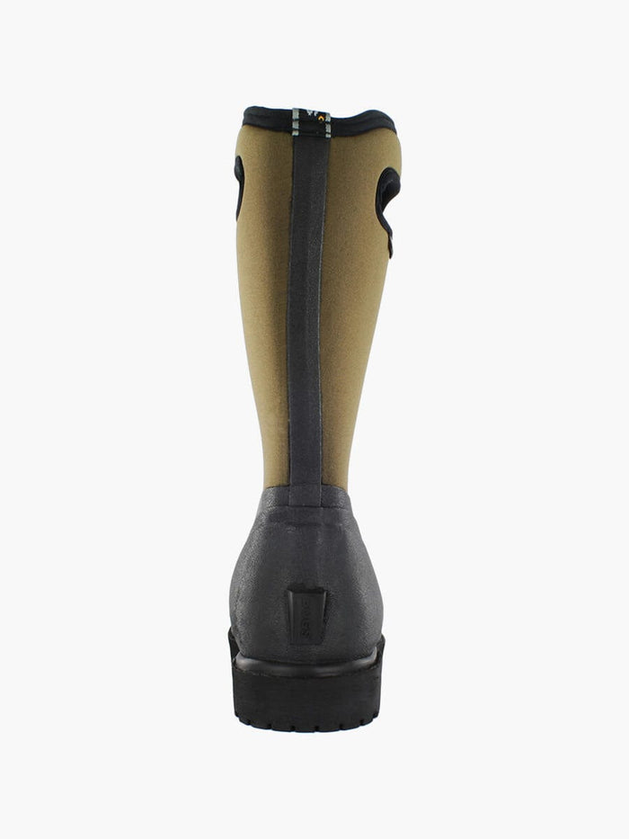 Bogs Roper boots back view in olive and black with pull handles and rugged outsole.