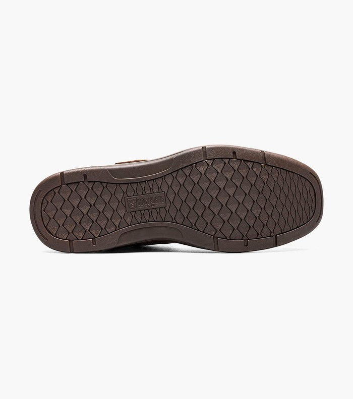 Stacy Adams Scully shoe outsole in brown with diamond pattern tread and embossed branding.