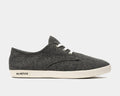 SeaVees Sixty Six sneakers in dark gray fabric with white rubber sole and lace-up design, side view.