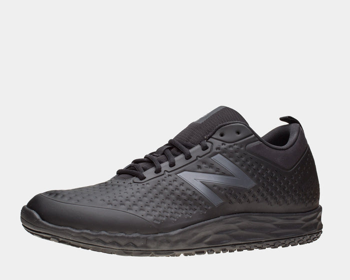 New Balance Slip Resistant Fresh Foam 806 work shoes in black with a textured upper and Fresh Foam midsole, side view.