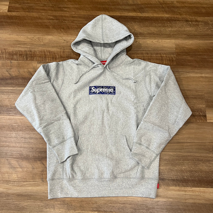 Supreme Bandana Box Logo Hooded Sweatshirt Heather Grey