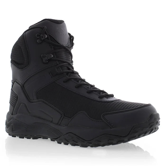 Black high-top sneaker on a white background