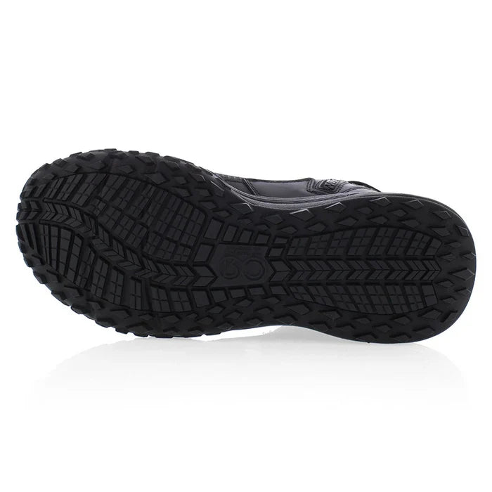 Black athletic shoe sole on a white background