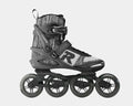 Roces Thread Tiff Inline Skates in gray and black with fabric upper, secure buckle and strap system, and four-wheel frame, side view.