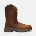 Timberland Pro Titan EV Waterproof Pull On Comp Toe Work Boots, brown leather side view with durable outsole.