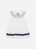 White Crepe Dress with White Bow