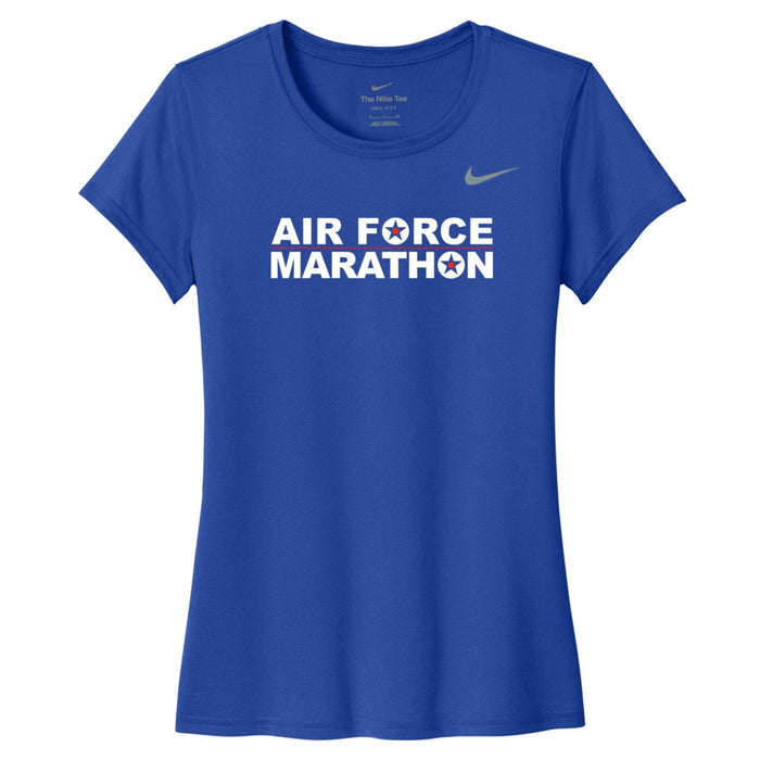 Blue t-shirt with 'Air Force Marathon' text and Nike logo on a white background